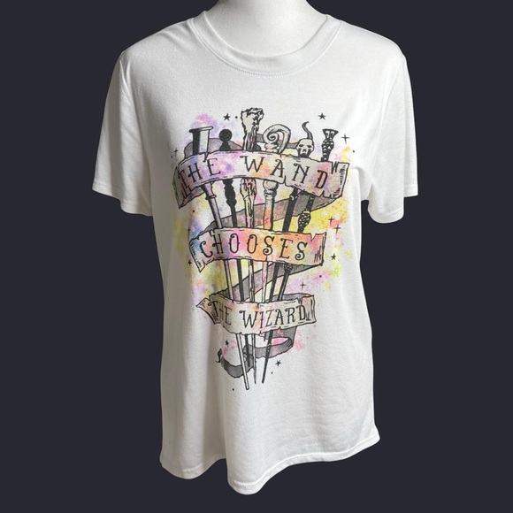 Harry Potter The Wand Chooses The Wizard Women's T-shirt White Size Medium - Picture 1 of 8
